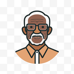 未上传头像图片_应用程序的黑白祖父老人头像图标