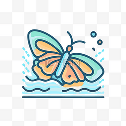 像素蝴蝶图片_水表面的图形蝴蝶矢量线图