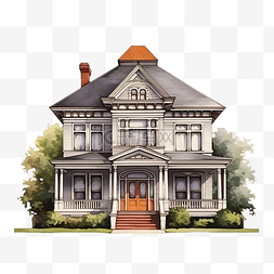 复古屋顶图片_色彩缤纷的经典复古房子前立面图