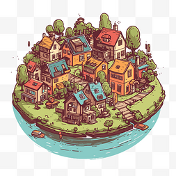 郊区剪贴画 一个岛屿，岛上有一