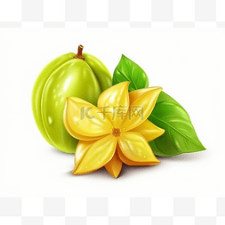 绿色的杨桃图片图片_黄色和绿色的水果和鲜花