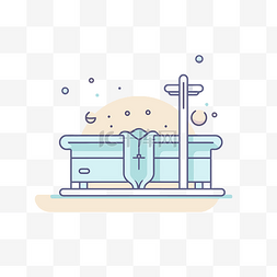 浴缸平面图片_白色背景上带肥皂的浴缸的平面矢