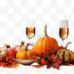感恩大回馈字图片_感恩节秋季餐桌布置，配有南瓜和