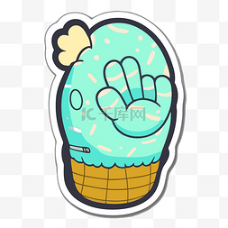 冰淇淋的甜筒图片_一个冰淇淋甜筒的贴纸，显示某人