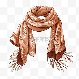 棕色的布图片_棕色boho围巾插画冬季秋季元素