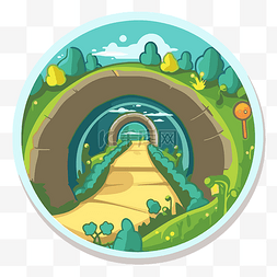 长长的隧道图片_兔子洞洞穴卡通图标圆形图标 向