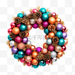 秋冬花环图片_树上放着彩色手工制作的圣诞花环