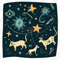 星座剪贴画一些动物和星星卡通的