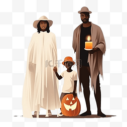 家庭站图片_身穿万圣节服装的年轻非洲裔美国