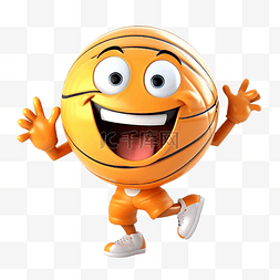篮球吉祥物高兴地跳跃 3D 人物插