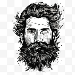 有胡子的男人图片_脸上有胡子的男人肖像涂鸦