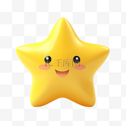 可爱的发光黄色星星 3d