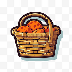 卡通平面风格的鸡蛋和奶酪篮子 