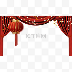 红色绸缎背景图图片_中国风红色灯笼新年帷幕