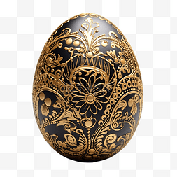 蛋装饰品图片_金黑色装饰的复活节彩蛋