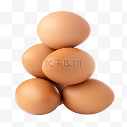 生產图片_四个新鲜的棕色鸡蛋在堆栈或堆中