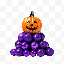 搞笑紫色图片_南瓜万圣节是紫色空间上的彩色球