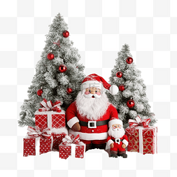 雪图片_圣诞老人娃娃圣诞树和雪地上的礼