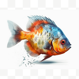 创意彩绘背景图片_彩绘鱼在白色背景前游动
