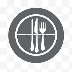 灰色背景上的食品叉刀图标矢量图