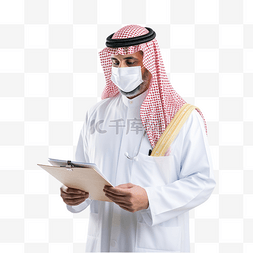 阿拉伯医生检查文件