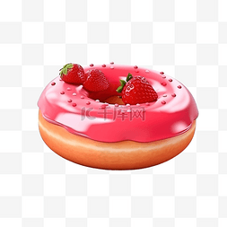 可口草莓图片_3d 渲染草莓甜甜圈