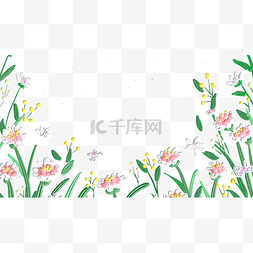 油画花束图片_油画花卉边框横图浪漫花朵