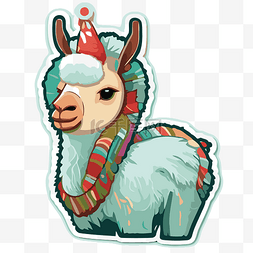 戴帽子的骆驼图片_戴着圣诞老人帽子剪贴画的骆驼贴