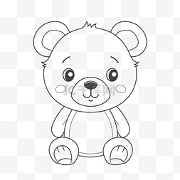 可爱的泰迪熊着色页儿童画轮廓素