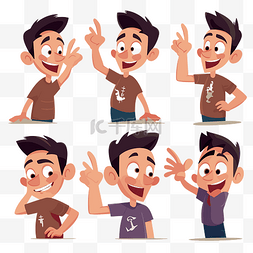 psd不同的手势图片_asl 剪贴画卡通男孩做不同的手势