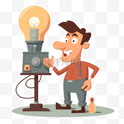 灯泡里的花图片_发电机剪贴画电气机械发明家插图
