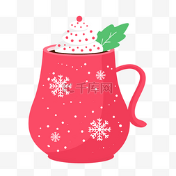 清凉插画图片_红色咖啡杯奶茶冰淇淋
