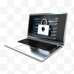 信息安全图片_3d 插图笔记本电脑安全检查密码