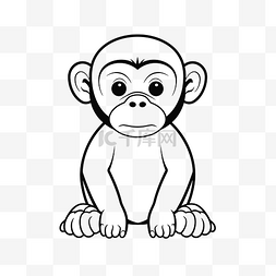 黑色眼睛背景图片_画在白色背景轮廓草图上的小猴子