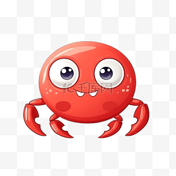 可爱的红蟹海洋动物插画