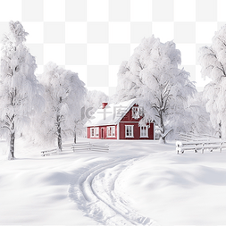 圣诞节时芬兰拉普兰的小屋和下雪