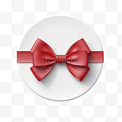 圣诞圆形纸卡，带红丝带和缎蝴蝶