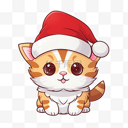 猫性格小猫印花布圣诞圣诞老人帽