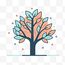 概念平面树图片_颜色风格化概念向量图中的树枝