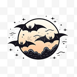 蝙蝠以扁线风格飞越月球