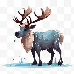可爱的雪鹿图片_驯鹿剪贴画可爱的驯鹿插图与雪和