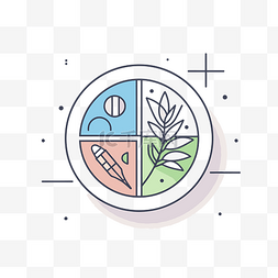 美学icon图片_带有包含植物生命的不同项目的圆