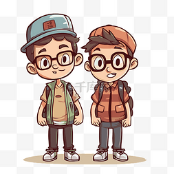 两个戴着眼镜和头盔的男孩的兄弟