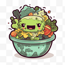 一碗装满不同蔬菜的卡通片 向量
