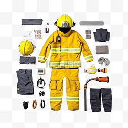 保护套装图片_纸条制服防护服消防装备消防员