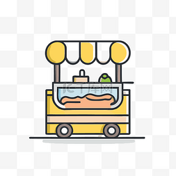 彩色的雨伞图片_带有食品车和雨伞的图标 向量