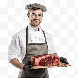 厨余垃圾腐肉图片_屠夫拿着切肉刀与肉