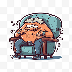 坐在医院椅子上的胖子卡通人物矢