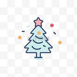 平面卡通圣诞树和装饰品图标 向