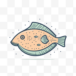白色背景中线性风格的一条小鱼 